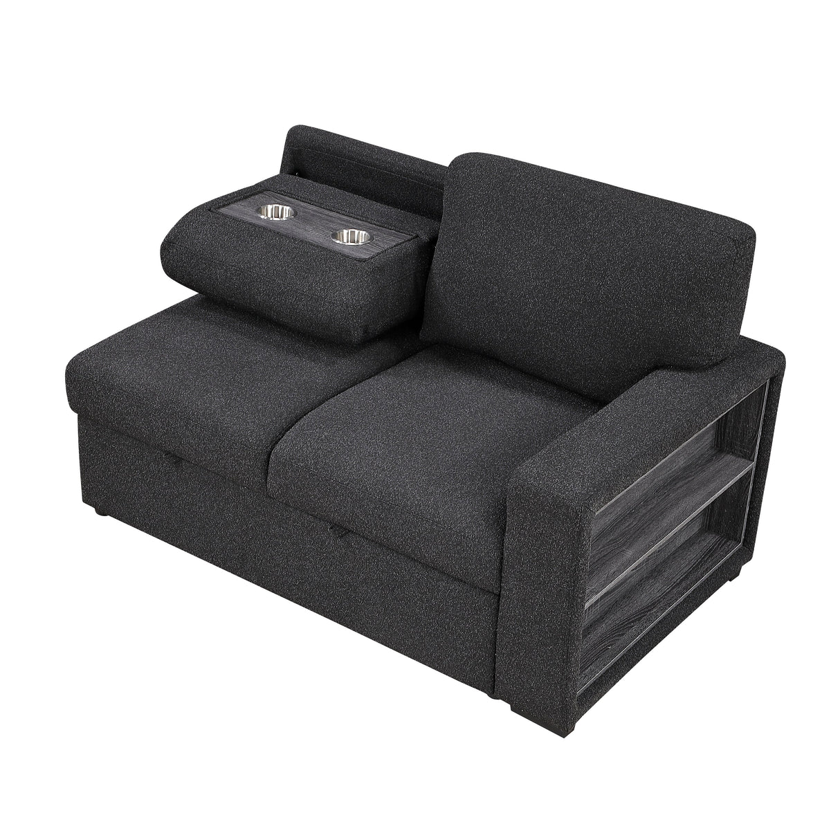 Pompano Black Boucle 3-Piece Sectional with Left Chaise and Pull-out Bed by Homelegance at Eve Furniture