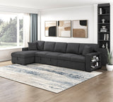 Pompano Black Boucle 3-Piece Sectional with Left Chaise and Pull-out Bed by Homelegance at Eve Furniture
