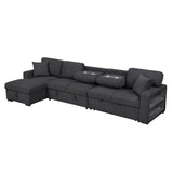 Pompano Black Boucle 3-Piece Sectional with Left Chaise and Pull-out Bed by Homelegance at Eve Furniture