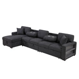 Pompano Black Boucle 3-Piece Sectional with Left Chaise and Pull-out Bed by Homelegance at Eve Furniture