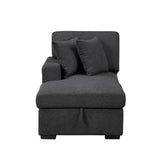 Pompano Black Boucle 3-Piece Sectional with Left Chaise and Pull-out Bed by Homelegance at Eve Furniture