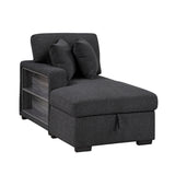 Pompano Black Boucle 3-Piece Sectional with Left Chaise and Pull-out Bed by Homelegance at Eve Furniture