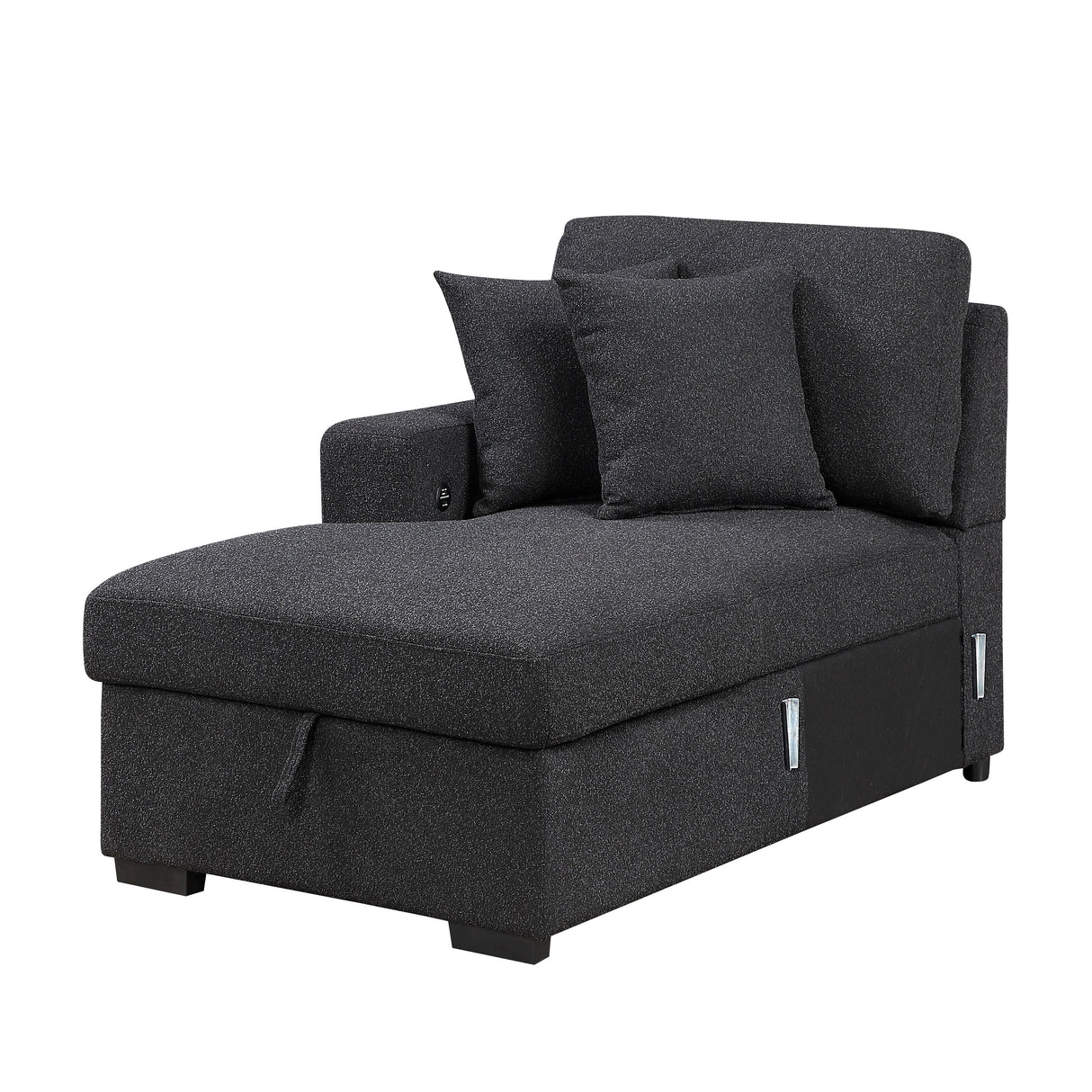 Pompano Black Boucle 3-Piece Sectional with Left Chaise and Pull-out Bed by Homelegance at Eve Furniture