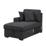 Pompano Black Boucle 3-Piece Sectional with Left Chaise and Pull-out Bed by Homelegance at Eve Furniture