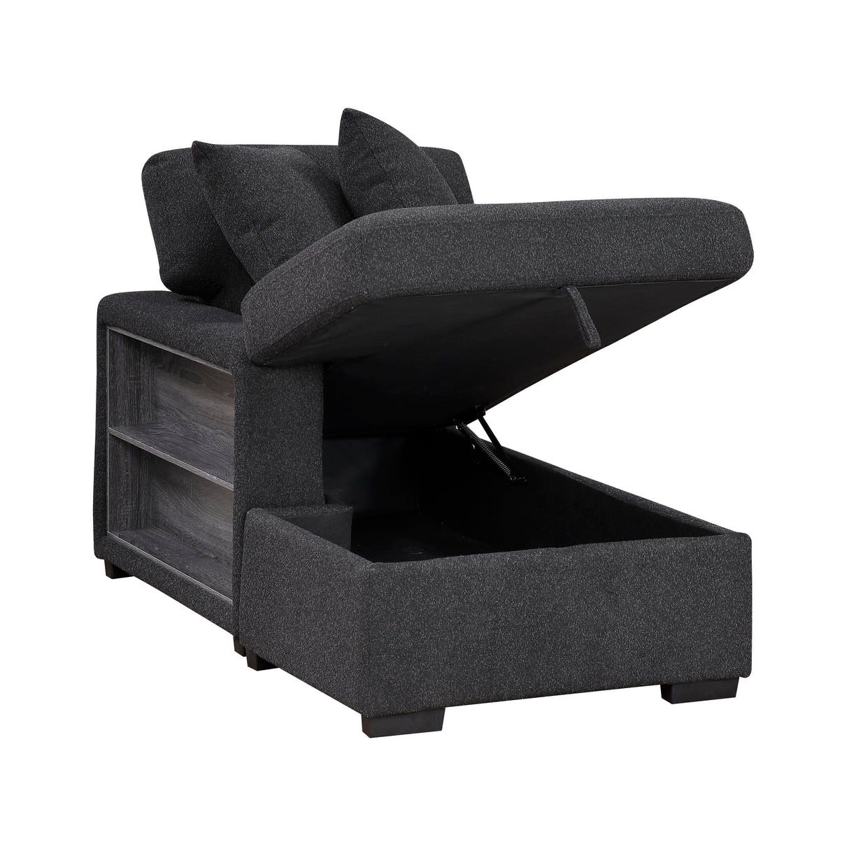 Pompano Black Boucle 3-Piece Sectional with Left Chaise and Pull-out Bed by Homelegance at Eve Furniture