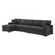 Pompano Black Boucle 3-Piece Sectional with Left Chaise and Pull-out Bed by Homelegance at Eve Furniture