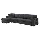 Pompano Black Boucle 3-Piece Sectional with Left Chaise and Pull-out Bed by Homelegance at Eve Furniture