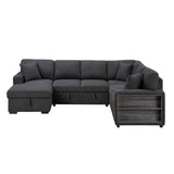 Pompano Black Boucle 4-Piece Sectional with Left Chaise and Pull-out Bed by Homelegance at Eve Furniture