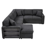 Pompano Black Boucle 4-Piece Sectional with Left Chaise and Pull-out Bed by Homelegance at Eve Furniture