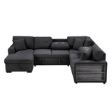 Pompano Black Boucle 4-Piece Sectional with Left Chaise and Pull-out Bed by Homelegance at Eve Furniture