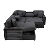 Pompano Black Boucle 4-Piece Sectional with Left Chaise and Pull-out Bed by Homelegance at Eve Furniture