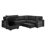Pompano Black Boucle 4-Piece Sectional with Left Chaise and Pull-out Bed by Homelegance at Eve Furniture