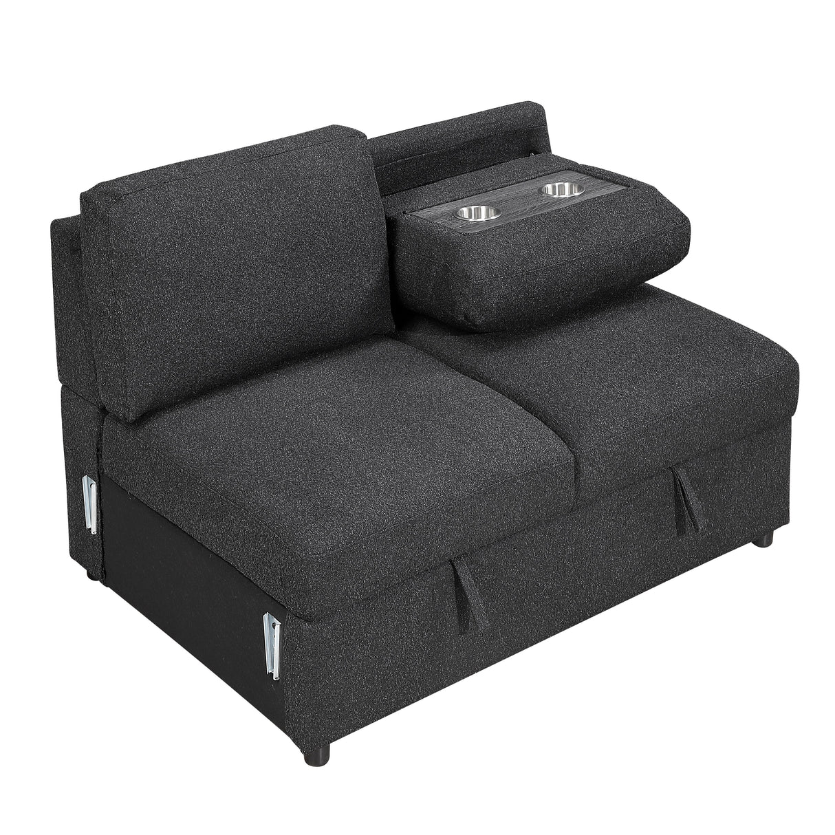 Pompano Black Boucle 4-Piece Sectional with Right Chaise and Pull-out Bed by Homelegance at Eve Furniture