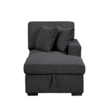 Pompano Black Boucle 4-Piece Sectional with Right Chaise and Pull-out Bed by Homelegance at Eve Furniture