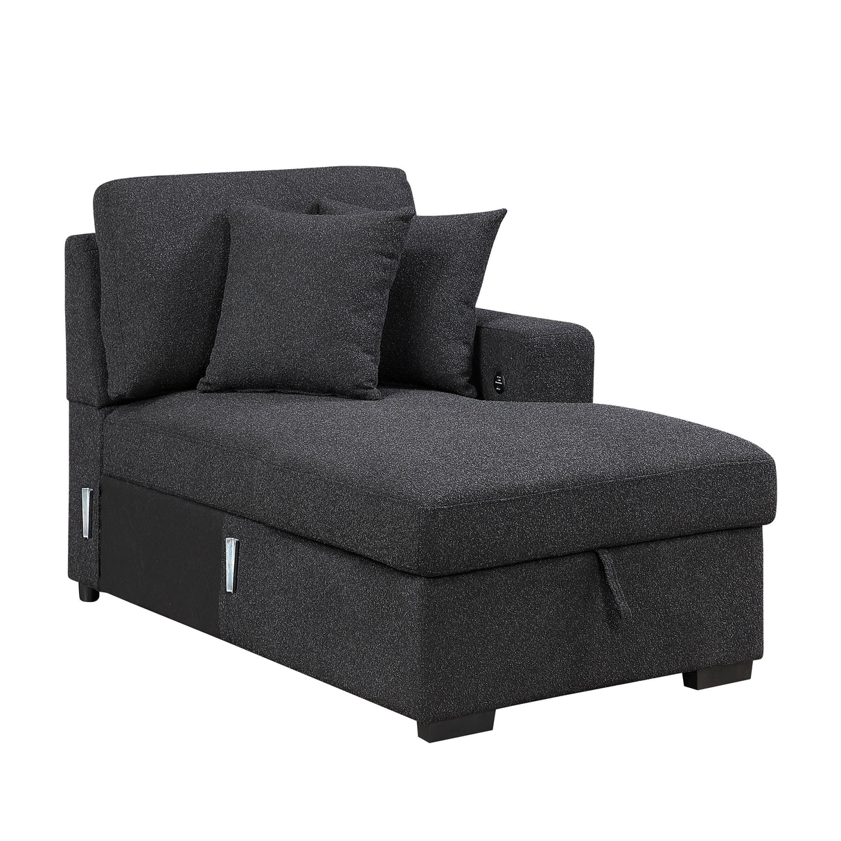 Pompano Black Boucle 4-Piece Sectional with Right Chaise and Pull-out Bed by Homelegance at Eve Furniture