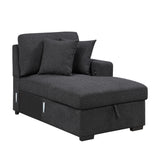 Pompano Black Boucle 4-Piece Sectional with Right Chaise and Pull-out Bed by Homelegance at Eve Furniture