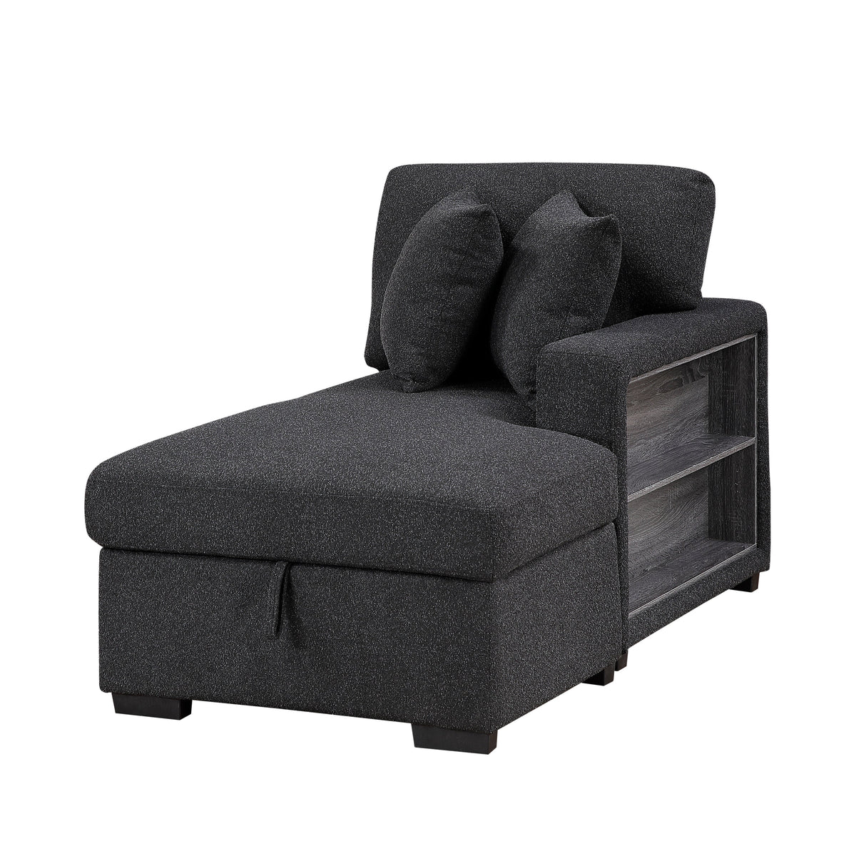 Pompano Black Boucle 4-Piece Sectional with Right Chaise and Pull-out Bed by Homelegance at Eve Furniture