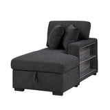 Pompano Black Boucle 4-Piece Sectional with Right Chaise and Pull-out Bed by Homelegance at Eve Furniture