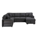 Pompano Black Boucle 4-Piece Sectional with Right Chaise and Pull-out Bed by Homelegance at Eve Furniture
