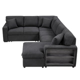 Pompano Black Boucle 4-Piece Sectional with Right Chaise and Pull-out Bed by Homelegance at Eve Furniture