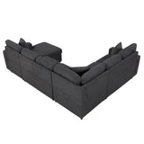 Pompano Black Boucle 4-Piece Sectional with Right Chaise and Pull-out Bed by Homelegance at Eve Furniture