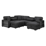 Pompano Black Boucle 4-Piece Sectional with Right Chaise and Pull-out Bed by Homelegance at Eve Furniture