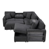 Pompano Black Boucle 4-Piece Sectional with Right Chaise and Pull-out Bed by Homelegance at Eve Furniture
