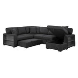 Pompano Black Boucle 4-Piece Sectional with Right Chaise and Pull-out Bed by Homelegance at Eve Furniture