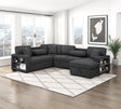 Pompano Black Boucle 4-Piece Sectional with Right Chaise and Pull-out Bed by Homelegance at Eve Furniture