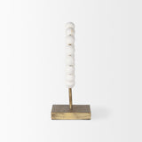 Pontchartrain I (Small) 9L x 5W White Beaded Broken Sphere Decorative Object W/ Gold Base by Mercana at Eve Furniture