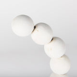 Pontchartrain I (Small) 9L x 5W White Beaded Broken Sphere Decorative Object W/ Gold Base by Mercana at Eve Furniture