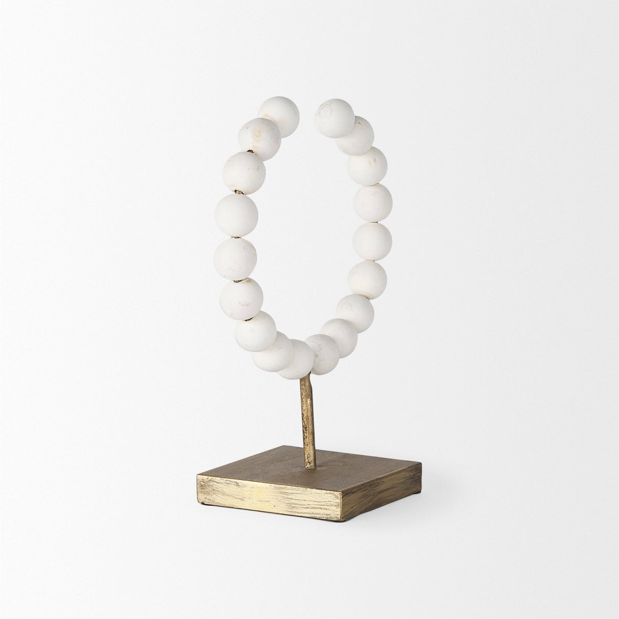 Pontchartrain I (Small) White Beaded Broken Sphere Decorative Object W/ Gold Base by Mercana at Eve Furniture