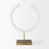 Pontchartrain II (Large) 11L x 6W White Beaded Broken Sphere Decorative Object W/ Gold Base by Mercana at Eve Furniture
