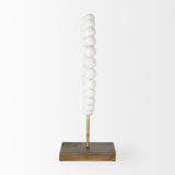 Pontchartrain II (Large) 11L x 6W White Beaded Broken Sphere Decorative Object W/ Gold Base by Mercana at Eve Furniture