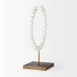 Pontchartrain II (Large) 11L x 6W White Beaded Broken Sphere Decorative Object W/ Gold Base by Mercana at Eve Furniture