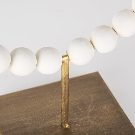Pontchartrain II (Large) White Beaded Broken Sphere Decorative Object W/ Gold Base by Mercana at Eve Furniture
