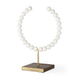 Pontchartrain II (Large) White Beaded Broken Sphere Decorative Object W/ Gold Base by Mercana at Eve Furniture