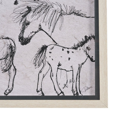 Pony Sketches I by Mercana Studio Hand-Embellished Framed Artwork Matted under Glass by Mercana at Eve Furniture