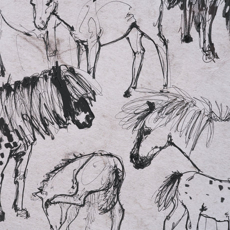 Pony Sketches I by Mercana Studio Hand-Embellished Framed Artwork Matted under Glass by Mercana at Eve Furniture