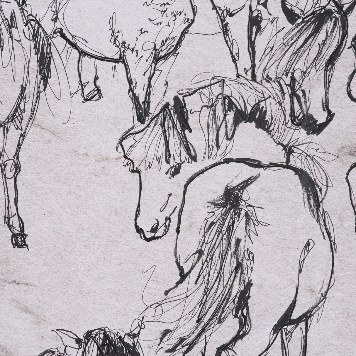 Pony Sketches I by Mercana Studio Hand-Embellished Framed Artwork Matted under Glass by Mercana at Eve Furniture