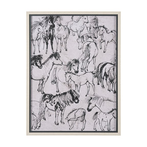 Pony Sketches I by Mercana Studio Hand-Embellished Framed Artwork Matted under Glass by Mercana at Eve Furniture