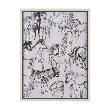 Pony Sketches I by Mercana Studio Hand-Embellished Framed Artwork Matted under Glass by Mercana at Eve Furniture
