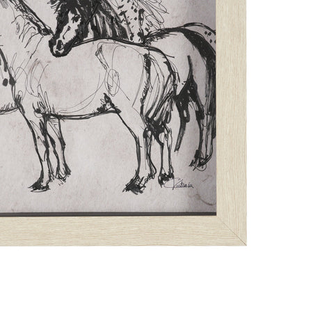Pony Sketches II by Mercana Studio Hand-Embellished Framed Artwork Matted under Glass by Mercana at Eve Furniture