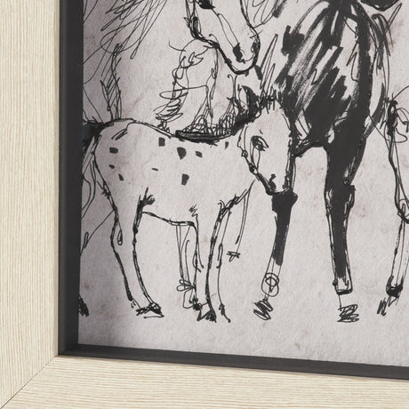 Pony Sketches II by Mercana Studio Hand-Embellished Framed Artwork Matted under Glass by Mercana at Eve Furniture