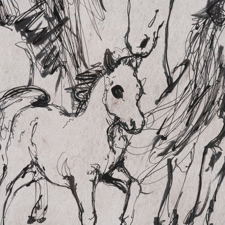 Pony Sketches II by Mercana Studio Hand-Embellished Framed Artwork Matted under Glass by Mercana at Eve Furniture