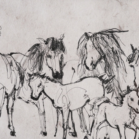 Pony Sketches II by Mercana Studio Hand-Embellished Framed Artwork Matted under Glass by Mercana at Eve Furniture