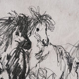 Pony Sketches II by Mercana Studio Hand-Embellished Framed Artwork Matted under Glass by Mercana at Eve Furniture