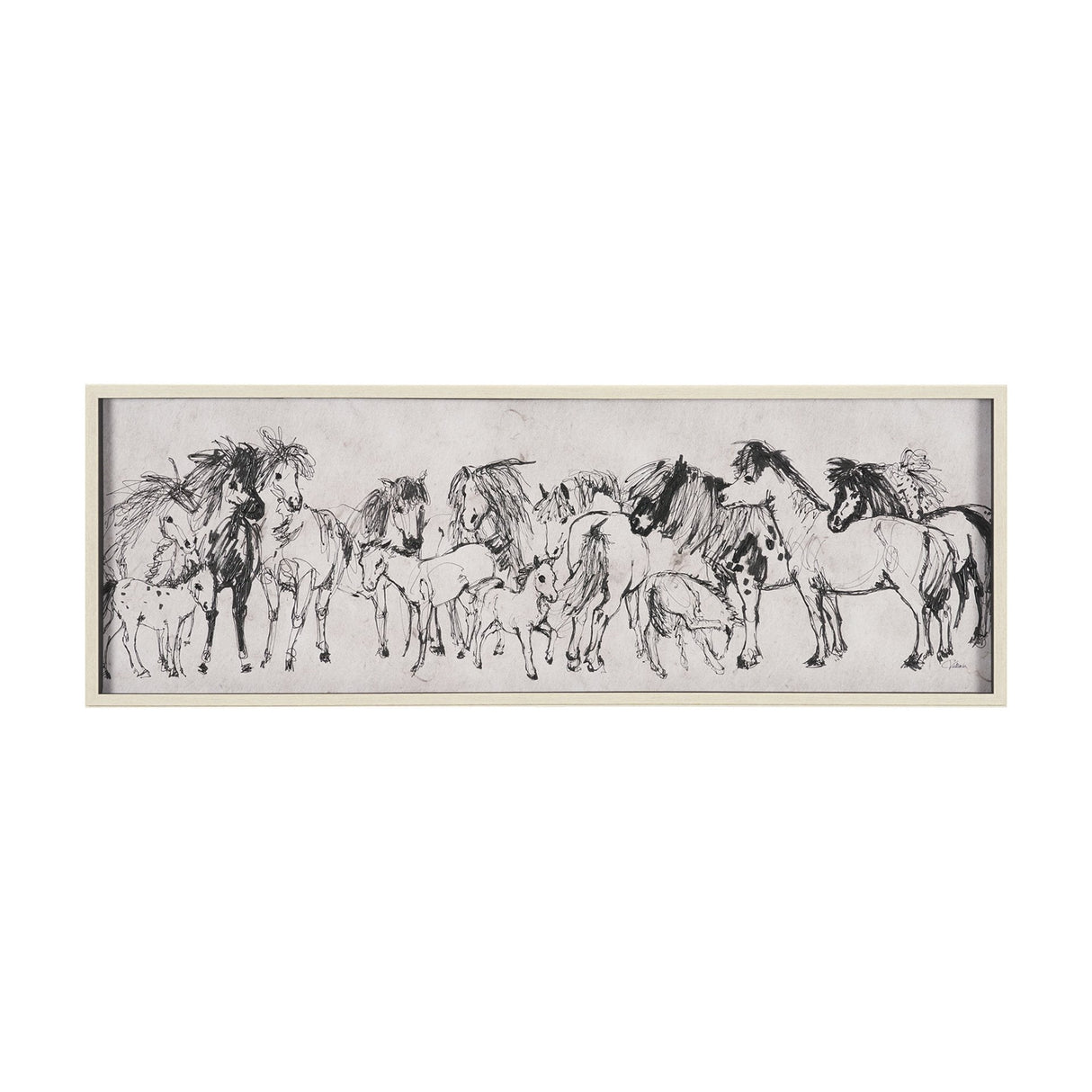 Pony Sketches II by Mercana Studio Hand-Embellished Framed Artwork Matted under Glass by Mercana at Eve Furniture
