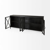 Poppy I 79x16 Black Metal With Glass Door Sideboard by Mercana at Eve Furniture