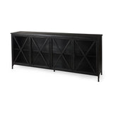Poppy I 79x16 Black Metal With Glass Door Sideboard by Mercana at Eve Furniture
